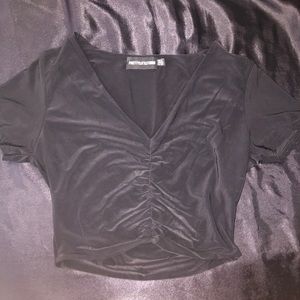 PLT silk black crop top